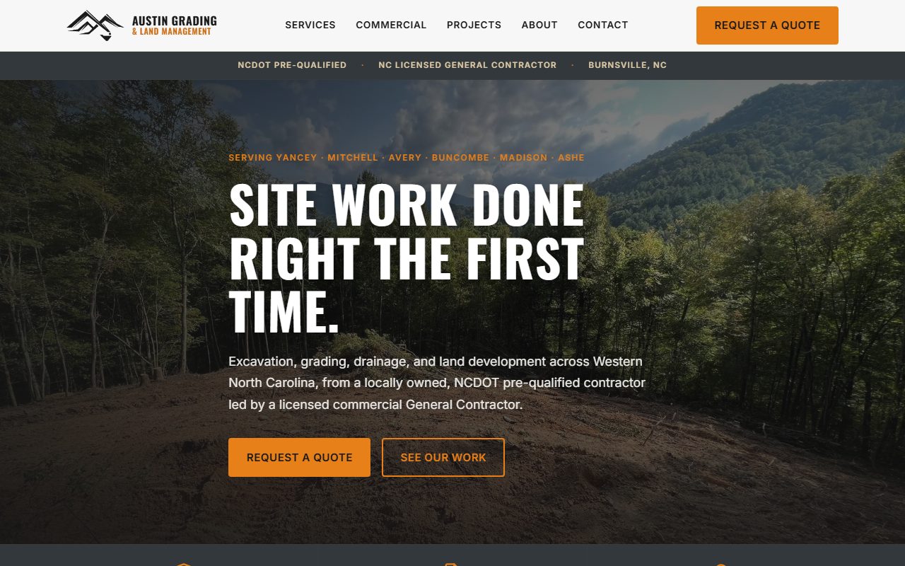 The Austin Grading and Land Management website